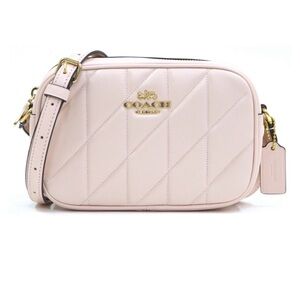 Coach Mini Jamie Camera Pink Quilted Leather Crossbody with Gold Hardware